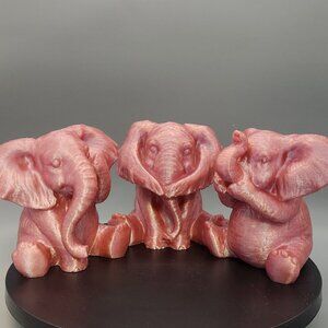 See No Evil • Hear No Evil • Speak No Evil Elephant Trio – 3D Printed Figurine S